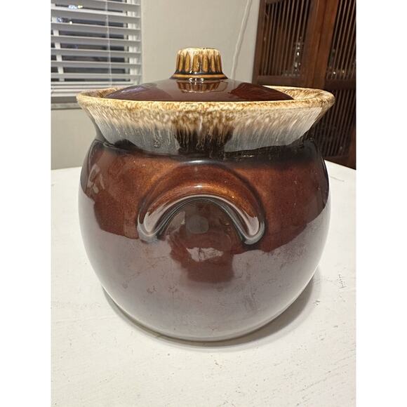 HULL Vintage Oven Proof Brown Drip Glaze Individual Bean Crock Pot Made in USA - Picture 2 of 11